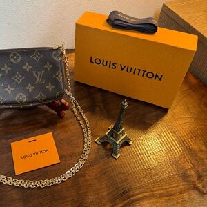 Louis Vuitton Brown Monogram Bag with Gold Chain